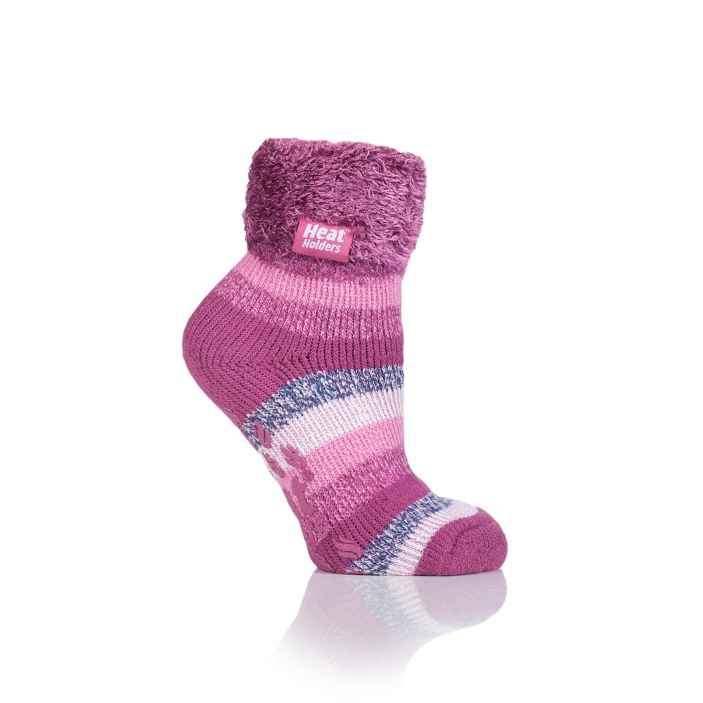 Chaussettes de détente Heathfield Original pour dames avec haut à revers - Rayure rose