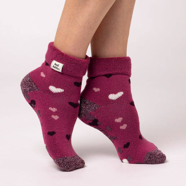 Ladies Lite Lounge Socken mit Umsatztop - Herzen