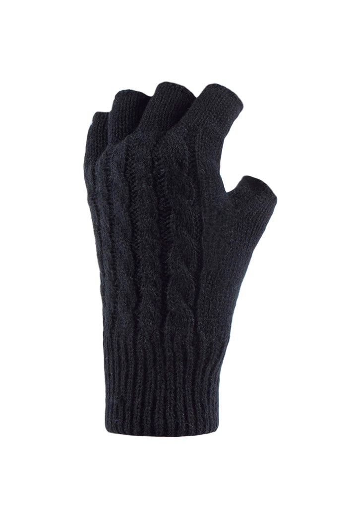 handschuhe ohne finger damen Fingerlose Damen-Handschuhe mit Zopfmuster – Schwarz – Heat Holders EU