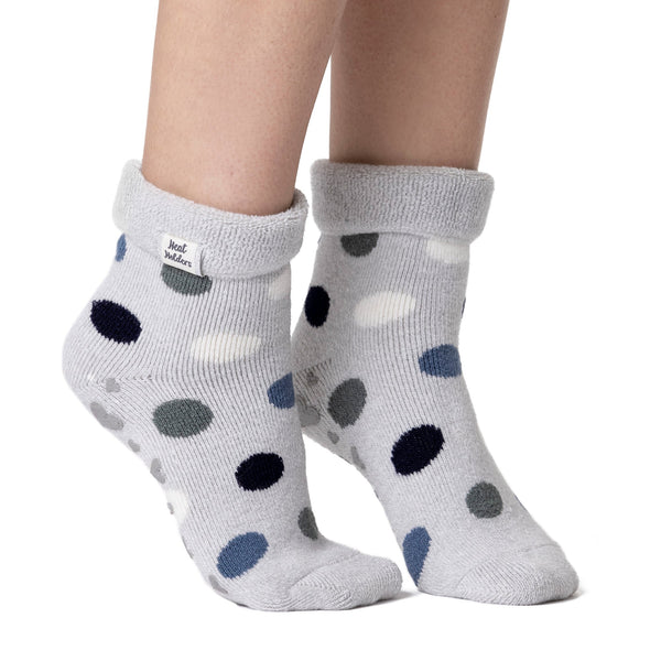 Damen Lite Lyra Lounge-Socken mit Umschlagoberteil – Silberpunkte