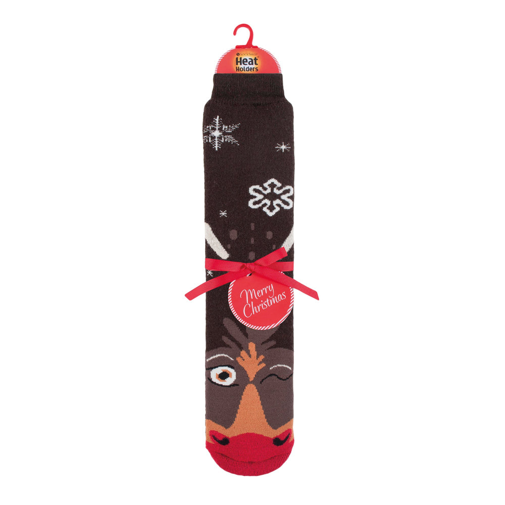 Calcetines navideños de doble capa para hombre - Rudolph