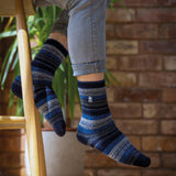 Mens Lite Krakow Multi Stripe Socken – Marineblau