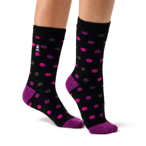 Calcetines Ladies Lite Málaga Dots - Negro y Berry