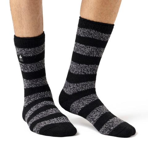 Chaussettes originales Palermo Chunky Stripe pour hommes - Noir et charbon