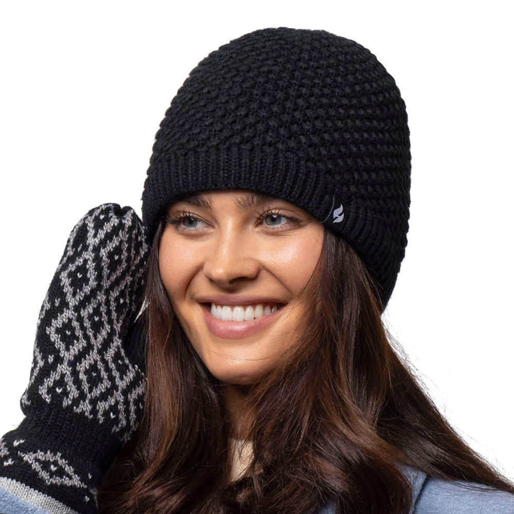 Cappello lavorato a maglia Nora da donna - Nero