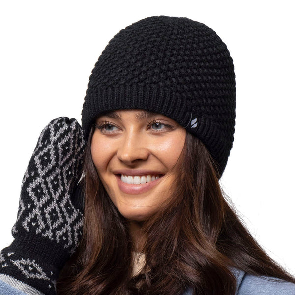 Cappello lavorato a maglia Nora da donna - Nero