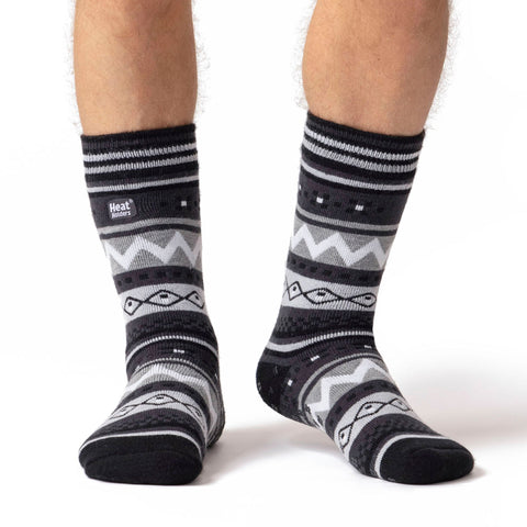 Chaussettes pantoufles double couche Soul Warming pour hommes - Noir et charbon de bois