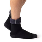 Calcetines para dormir originales Olwen con parte superior de plumas para hombre - Negro