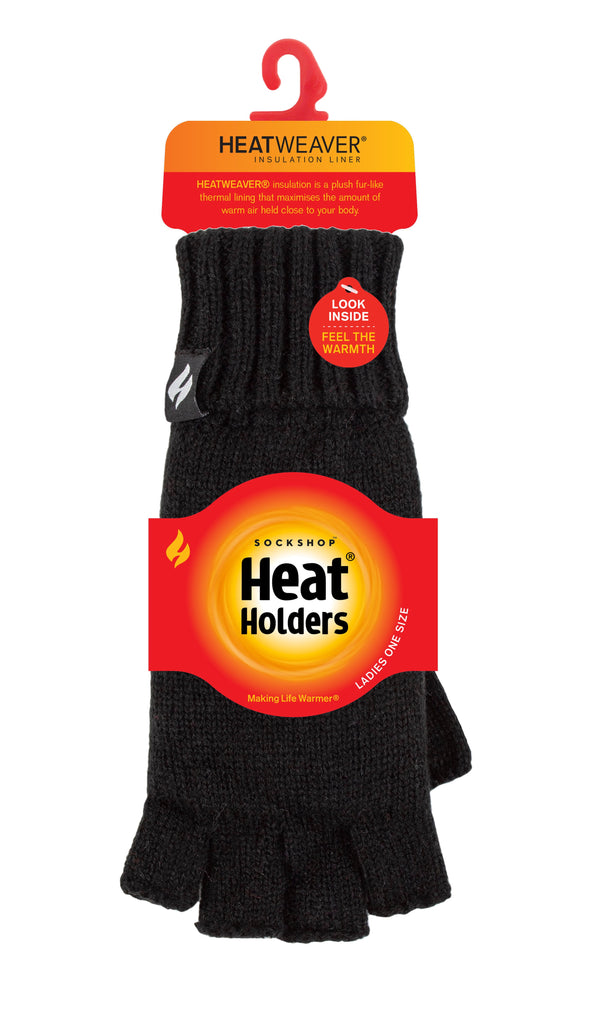 Ladies Plain Fingerless Gloves - Black