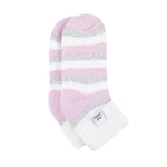 Originale Damen-Schlafsocken mit umgeschlagenem Rippenoberteil – Grau und Rosa