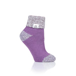 Calcetines de dormir originales para mujer con parte superior de canalé - Lila y gris