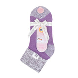 Chaussettes de nuit originales pour dames avec haut côtelé à revers - Lilas et gris