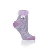 Ladies Original Sleep Socks with Feather Top - Lilac & Grey