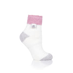 Originale Damen-Schlafsocken mit Umschlag-Federoberteil – Rosa und Creme