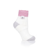 Calcetines de dormir originales para mujer con parte superior de plumas - Rosa y crema