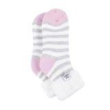 Calcetines de dormir originales para mujer con parte superior de plumas - Gris y crema