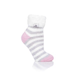 Originale Damen-Schlafsocken mit Wende-Federoberteil – Grau und Creme