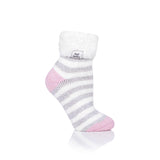 Calcetines de dormir originales para mujer con parte superior de plumas - Gris y crema