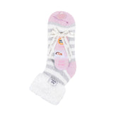 Calcetines de dormir originales para mujer con parte superior de plumas - Gris y crema