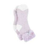 Ladies Original Sleep Socks with Feather Top - Mauve & Cream