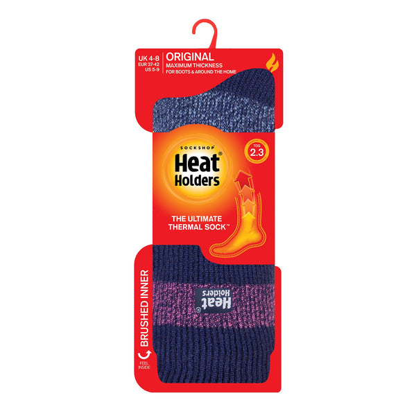Chaussettes originales à rayures torsadées pour femmes - Bleu marine et rose