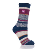 Calcetines originales Fleckney Twist Stripe para mujer - Azul marino y vino