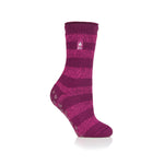 Calcetines tipo pantuflas a rayas Sevilla Original para mujer - Fucsia profundo y baya