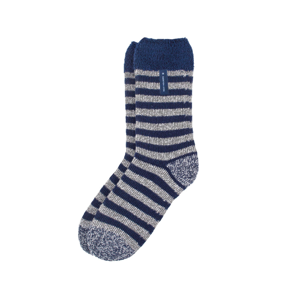 Calcetines para dormir Original Lumi para hombre con parte superior de plumas - Azul marino y gris
