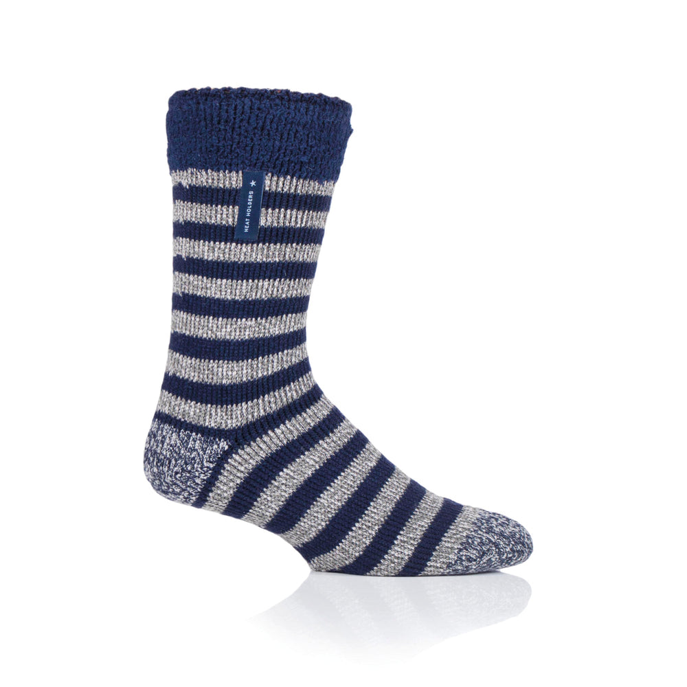 Calcetines para dormir Original Lumi para hombre con parte superior de plumas - Azul marino y gris