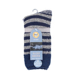 Chaussettes de nuit Lumi originales pour hommes avec haut en plumes - Marine et gris