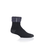 Chaussettes de nuit originales Olwen pour hommes avec haut à revers en plumes - Noir