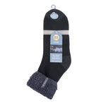 Chaussettes de nuit originales Olwen pour hommes avec haut à revers en plumes - Noir