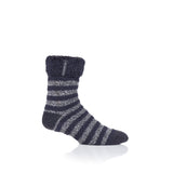 Chaussettes de nuit originales Olwen pour hommes avec haut à revers en plumes - Charbon et gris