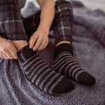 Mens Original Olwen Sleep Socks with Feather Turnover Top - Charcoal & Grey