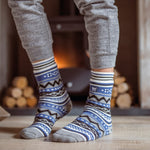 Seelenerwärmende doppellagige Slipper-Socken für Herren – Grau und Blau