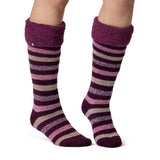 Chaussettes de bottes en caoutchouc originales pour femmes - Rayure Cabernet