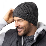 Herren Lawson Turn Over Cuff Ribbed Hat – Anthrazit