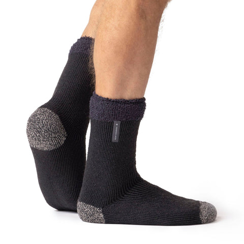 Calcetines para dormir Original Lumi para hombre con parte superior de plumas - Carbón y gris