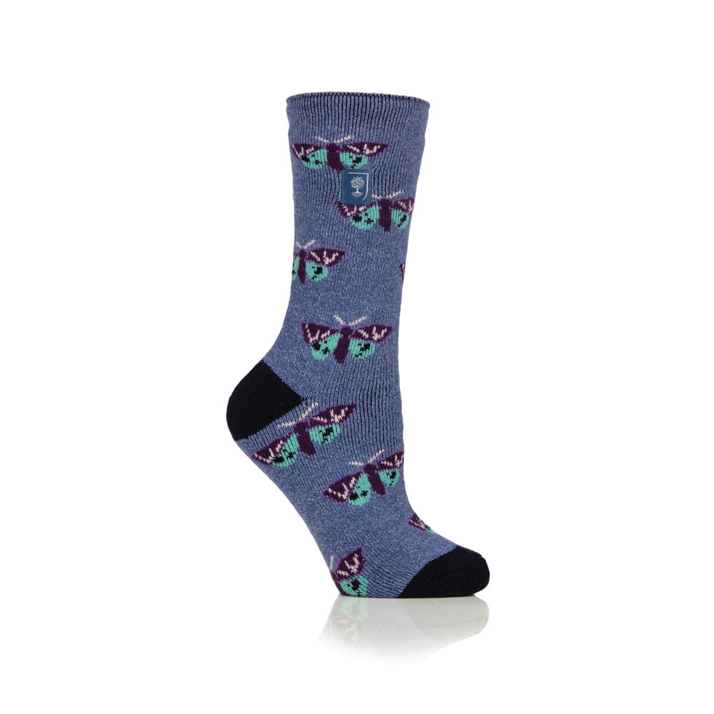 Damen Lite Jacquard Socken RHS -Schmetterlinge - Jeans