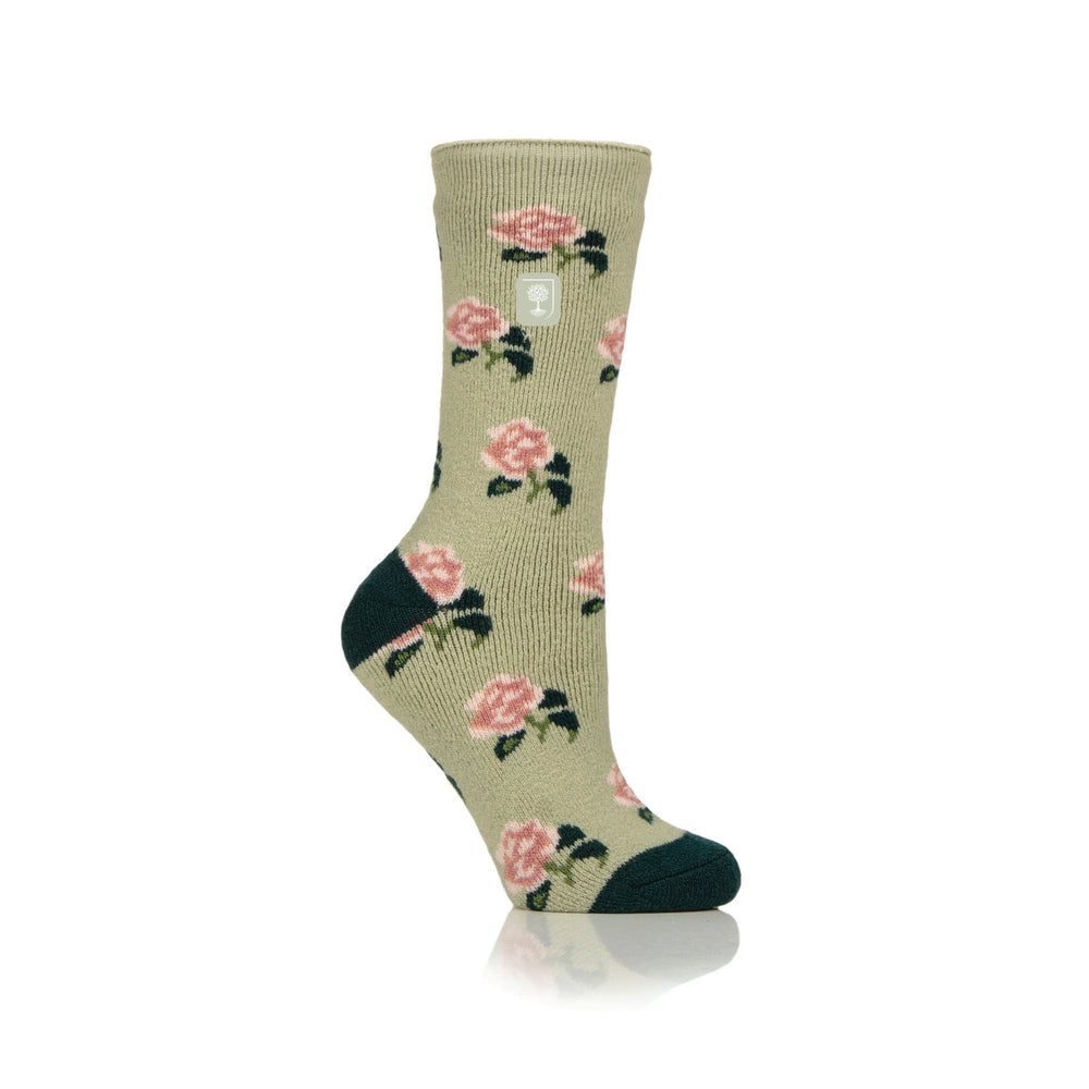 Damen Lite Jacquard Socken RHS Roses - Salbei