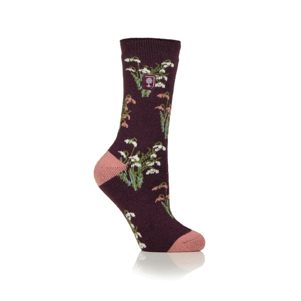 Damen Lite Jacquard Socken RHS Schneeglöckchen - Mulberry