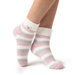 Calcetines de dormir originales para mujer con parte superior acanalada - Gris y rosa