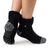 Chaussettes de détente originales Queenstown pour dames avec haut à revers - Noir