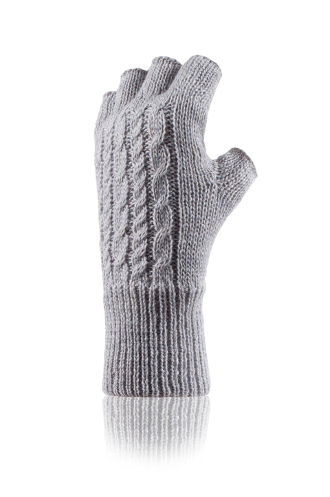 hellgraue handschuhe Fingerlose Damen-Handschuhe mit Zopfmuster – Hellgrau – Heat Holders EU