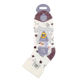 Calcetines para dormir Lite Orion para mujer con parte superior vuelta - Marfil y estrellas Cabernet