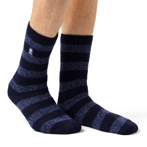 Chaussettes originales Palermo Chunky Stripe pour hommes - Bleu marine et denim