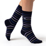 Damen Ultra Lite Riga Stripe Socken – Marineblau