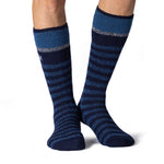 Mens Original Extra Long Ski & Snow Sports Socks - Navy Stripe