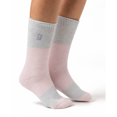 Damen-Socken mit Original-Catania-Mittelstreifen – Staubrosa und Silber