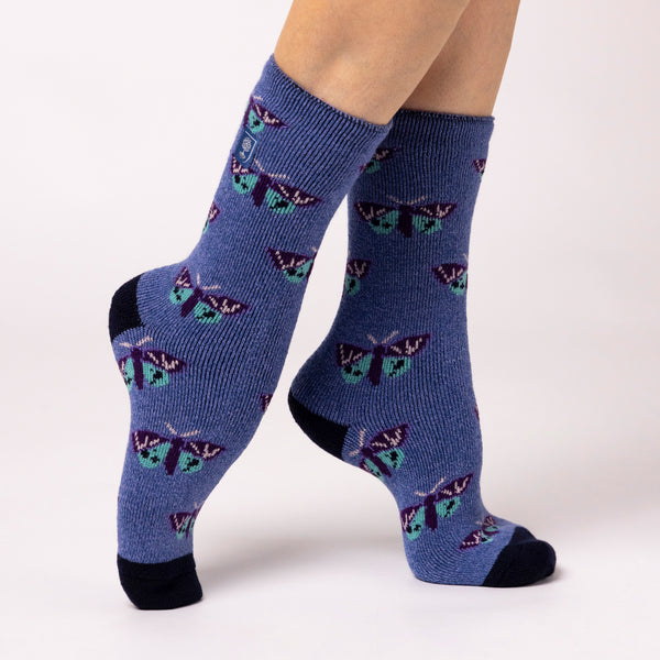 Damen Lite Jacquard Socken RHS -Schmetterlinge - Jeans
